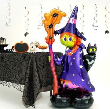 Halloween Partisi Süpürgeli Cadı Ayaklı Folyo Balon