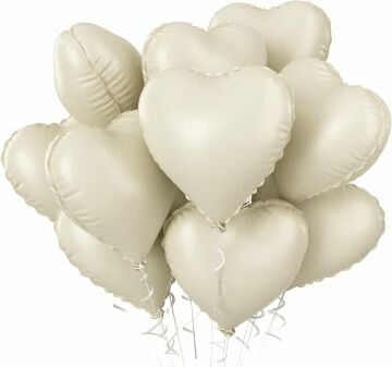 Krem Renk Kalp Folyo Balon