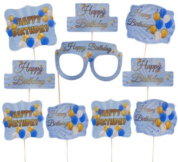 Mavi Renk Happy Birthday Konuşma Balonu Pankart Set