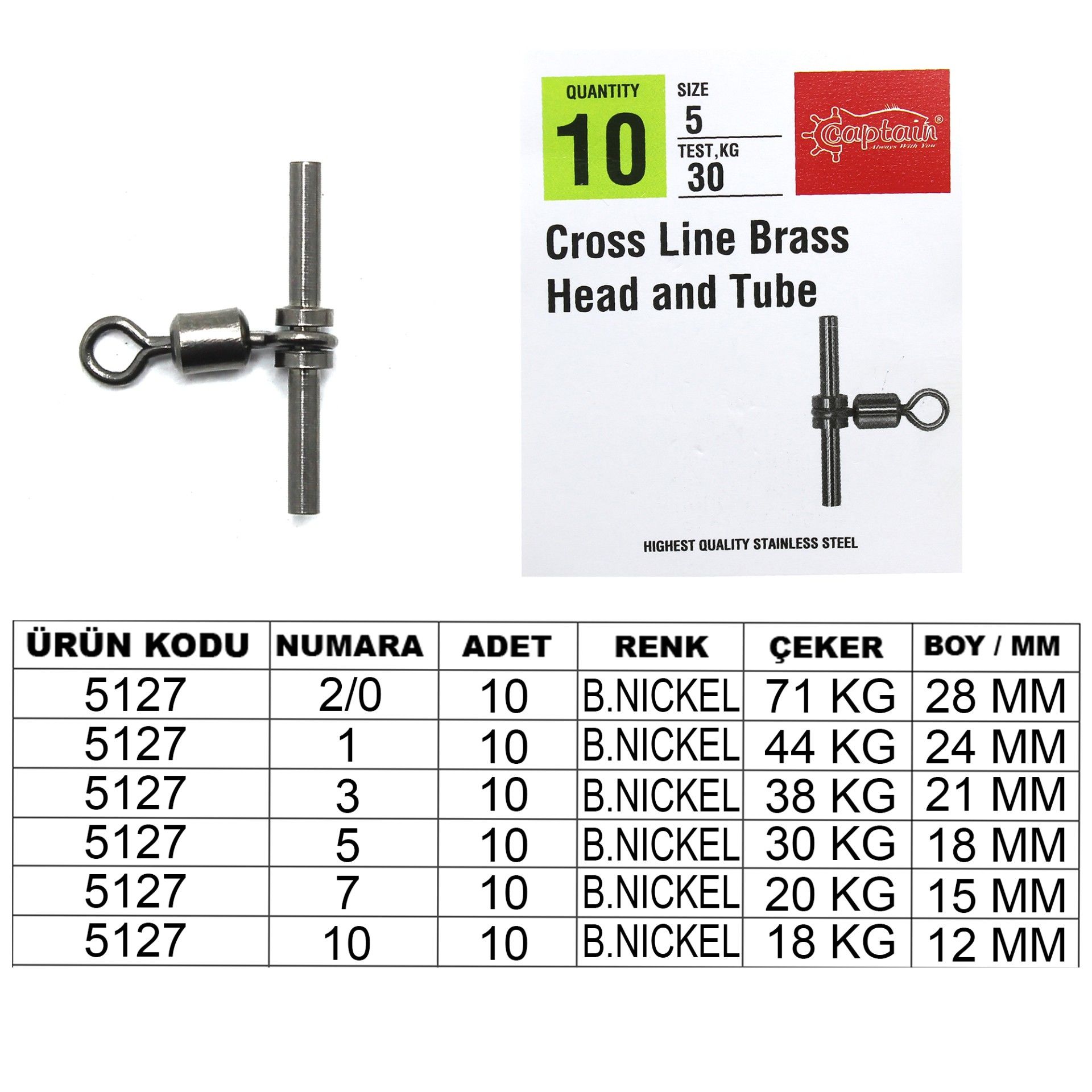 Captain 5127 Tube T Fırdöndü 5'li Paket Black Nikel