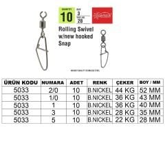 Captain 5033 New Hoked Klips 10'lu Paket Black Nikel