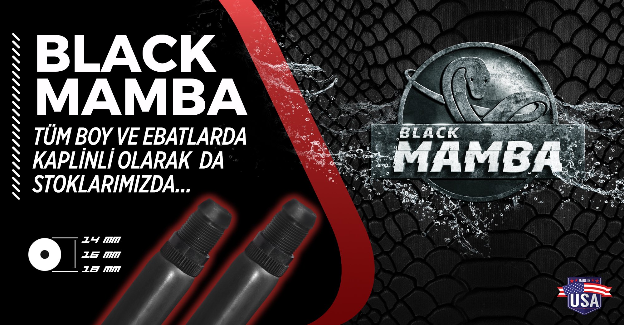 18mm Black Mamba Kaplinli Çevirme Zıpkın Lastiği