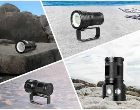 IPX8 27 LED'li Dalış Feneri - Pil ve Şarj Cihazı Dahil
