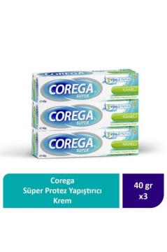 Corega Super 3 Yönlü Tutuş Naneli 40 gr Diş Protezi Yapıştırıcı 3 Lü
