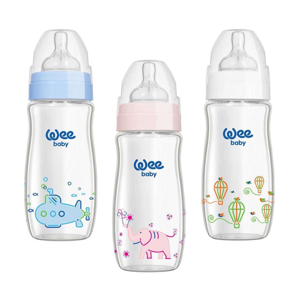 Wee Baby Klasik Geniş Ağızlı Isıya Dayanıklı Cam Biberon 280 ml