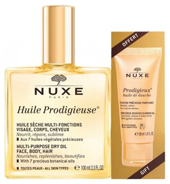 Nuxe Huile Prodigieuse Çok Amaçlı Kuru Yağ 100 ml + Nuxe Huile Prodigieuse Duş Jeli 30 ml