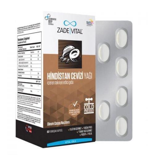 Zade Vital Hindistan Cevizi Yağı1000 mg 60 Yumuşak Kapsül