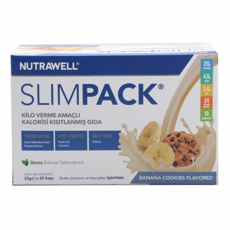 Nutrawell Slimpack Banana Cookies Muzlu Kurabiyeli 22 gr x 30 Şase