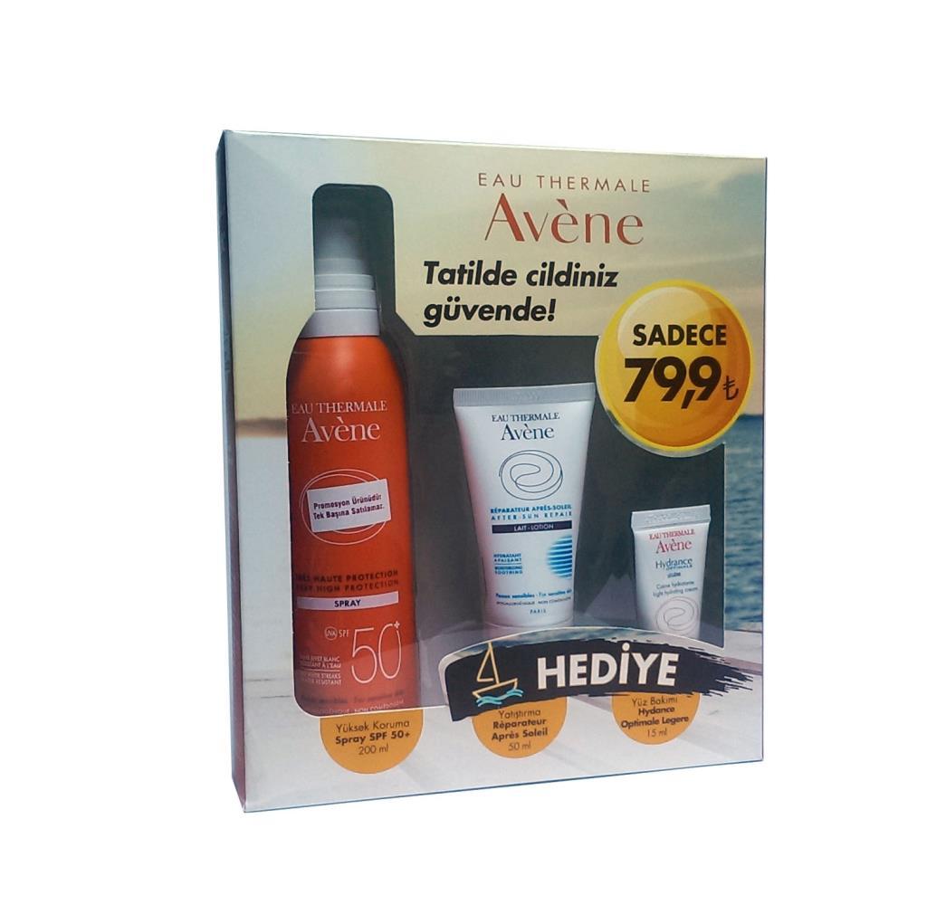 Avene Spray SPF 50+ Reparateur Apres Soleil 50ml + Hydance Optimale Legere 15ml Hediye Güneş Koruma Seti