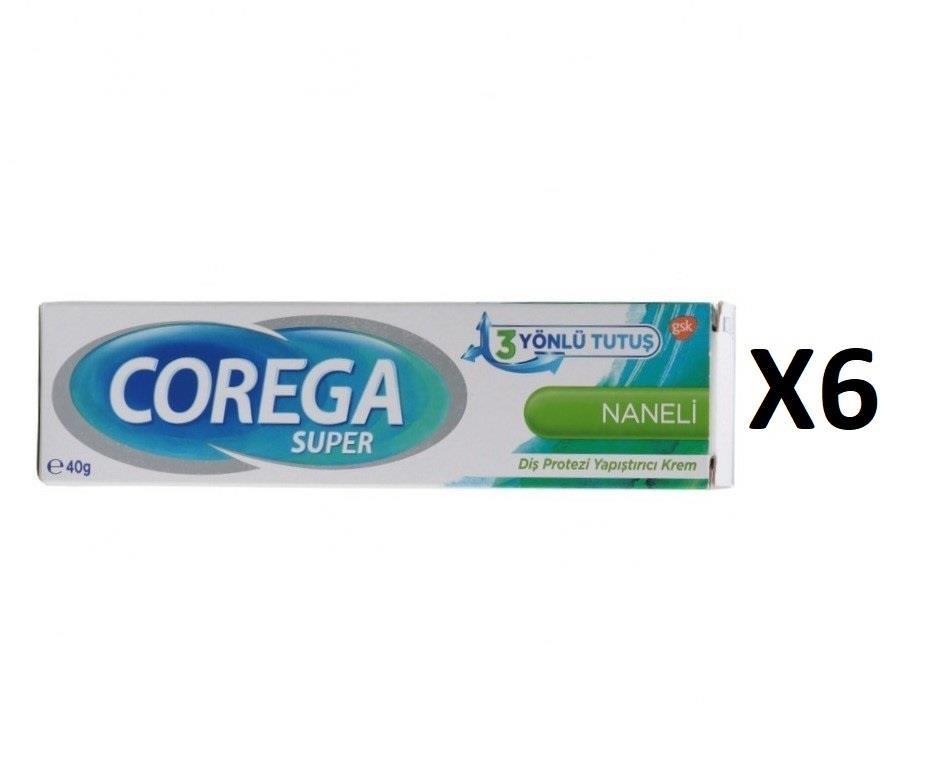 Corega Super 3 Yönlü Tutuş Naneli 40 gr Diş Protezi Yapıştırıcı 6'lı