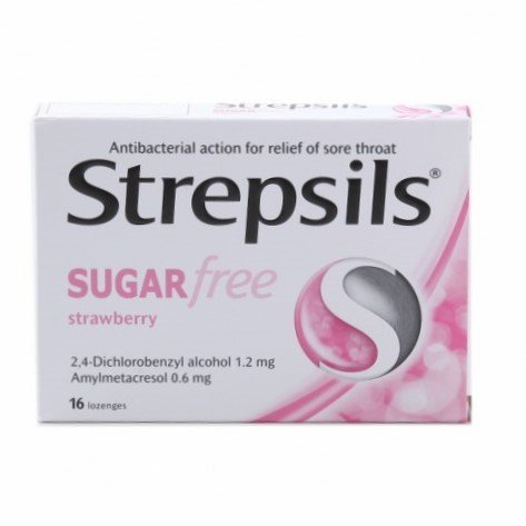 Strepsils Çilek Aromalı Şekersiz Pastil 16 Adet