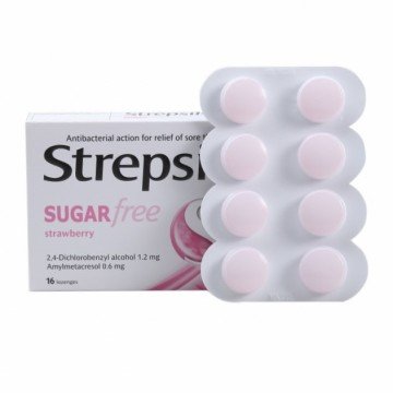 Strepsils Çilek Aromalı Şekersiz Pastil 16 Adet