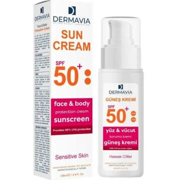 Dermavia Spf+50 Yüz ve Vücut Koruma Güneş Kremi Hassas Ciltler 100 ml