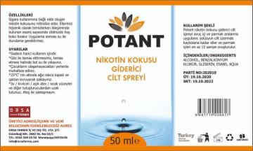 Potant Nikotin (Sigara) Kokusu Giderici Cilt Spreyi 50 ml