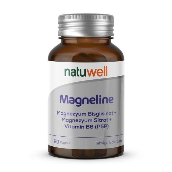 Natuwell Magneline Magnezyum Bisglisinat + Magnezyum Sitrat + Vitamin B6 (P5P) 60 Kapsül