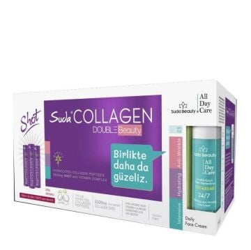 Suda Collagen Double (30 Shot Erik Kolajen & Suda Beauty All Day Care Yüz Kremi 50ml)