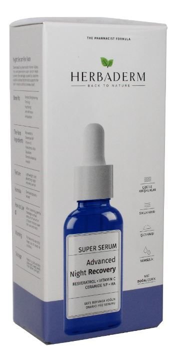 Herbaderm Super Serum Gece Boyunca Yoğun Onarıcı Yüz Serumu 30 ml