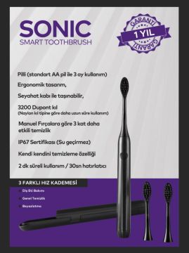 Sonic Smart Pilli Diş Fırçası Siyah