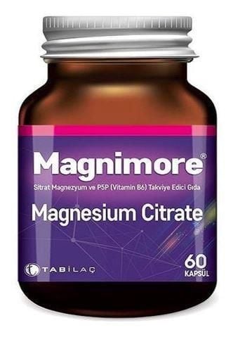 Magnimore Magnezyum Sitrat ve P5P (Vitamin B6) içeren Takviye Edici Gıda 60 Kapsül