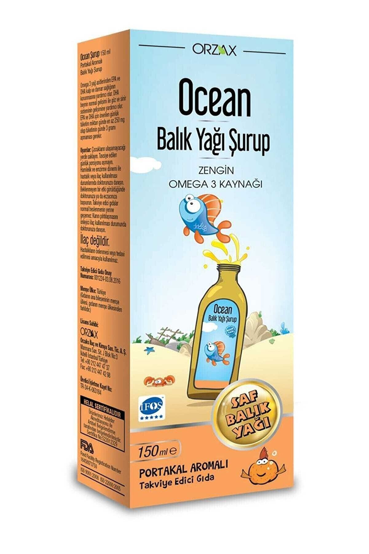 Ocean Omega 3 Portakal Aromalı Balık Yağı Şurup 150 ml