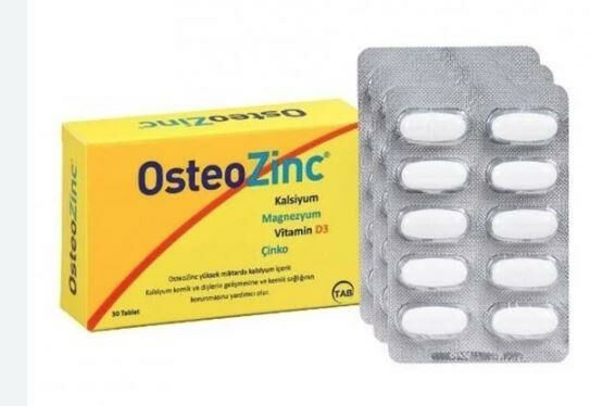 OsteoZinc Kalsiyum Magnezyum Çinko ve D Vitamini içeren Takviye Edici Gıda 30 Tablet