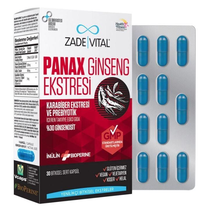 Zade Vital Panax Ginseng Ekstresi Takviye Edici Gıda 30 Kapsül