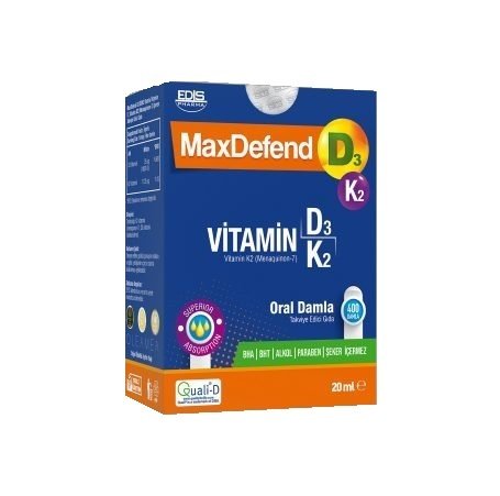 MaxDefend D3 Vitamin D3 + K2 Oral Damla 20 ml