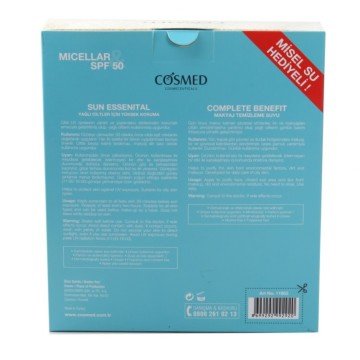 Cosmed Yağlı Citler için SPF 50+ Güneş Kremi 50 ml + Makyaj Temizleme Suyu 200 ml