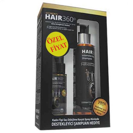 Hair 360 Women Sprey 50ml + Hair 360 İntensive Hair Loss Shampoo 200ml Hediye