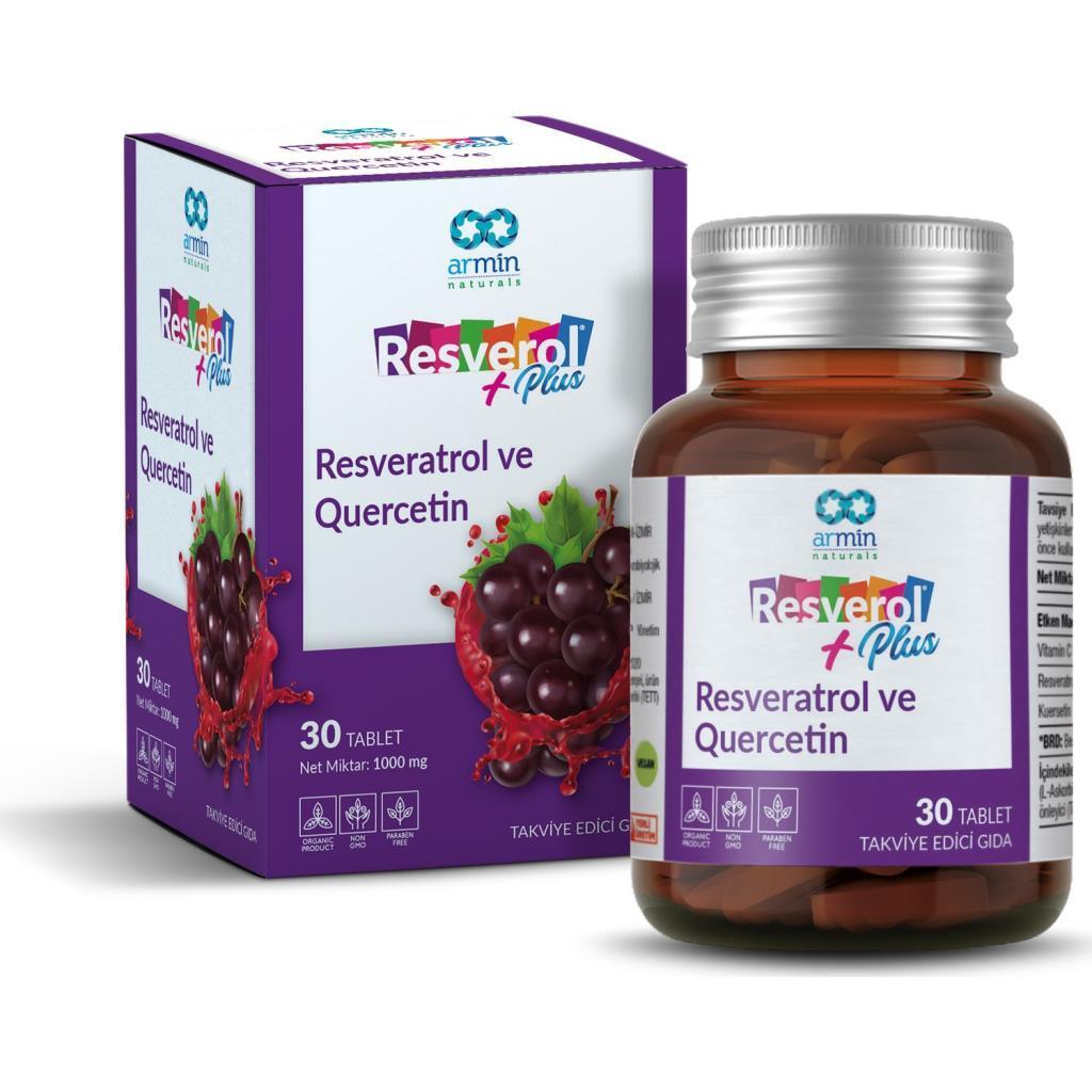 Resverol Plus ve Quercetin İçeren Sıvı Takviye Edici Gıda 30 Tablet