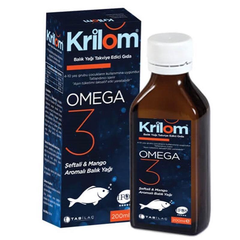 Krilom Omega 3 Mango ve Şeftali Aromalı Balık Yağı 200 ml