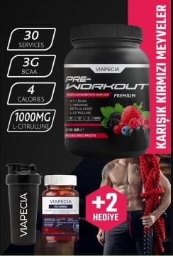 Viapecia Pre-Workout Premium Kırmızı Meyve Aromalı 510 Gram