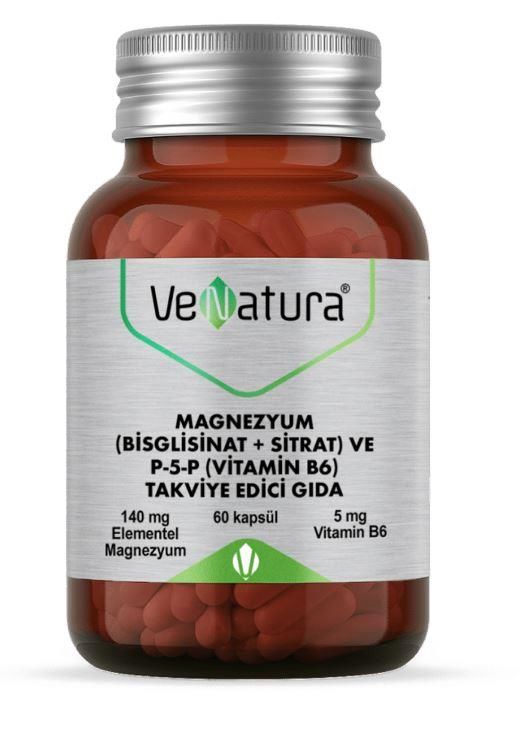 Venatura Magnezyum Bisglisinat Sitrat ve P-5-P (Vitamin B6) 60 Kapsül