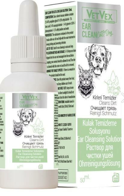 VetVex Kedi ve Köpekler için Kulak Temizleme Solüsyonu 50 ml