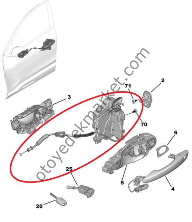 Citroen C4 (2021-2024) Sol Ön Kapı Kilidi (Orijinal)