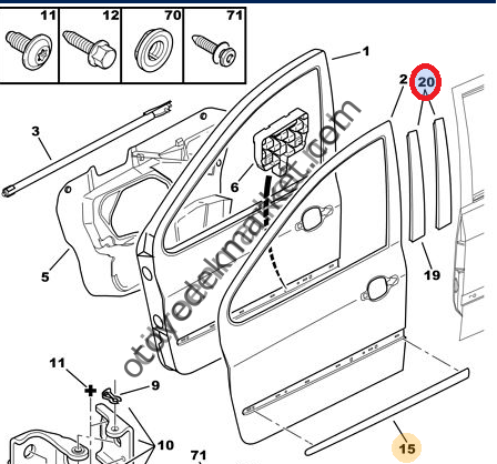 PEUGEOT 307 SAĞ ÖN-ARKA KAPI DİREK BANDI (ORJİNAL)