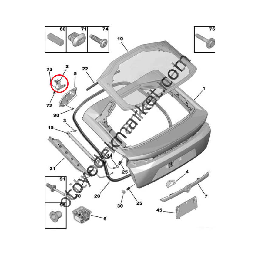 Peugeot 408 (2023-2024) Arka Bagaj Kapağı Menteşesi, Sol (Orijinal)