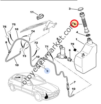 PEUGEOT 306 CAM SU DEPO BORUSU (ORJİNAL)