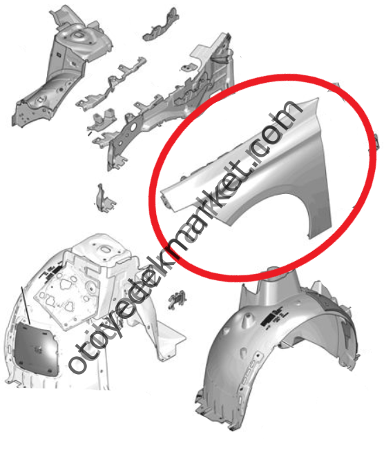 Peugeot 308 (2022-2023) Sağ Ön Çamurluk (Orijinal)