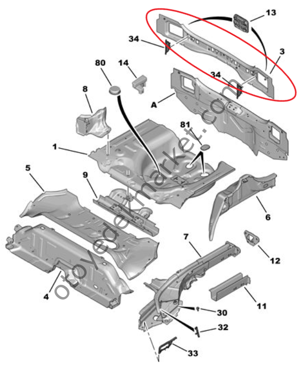 Citroen C3 (2017-2024) Arka Panel (Orijinal)