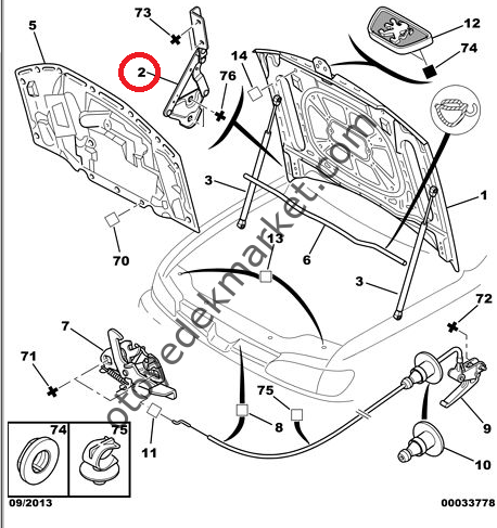 PEUGEOT 306 SOL MOTOR KAPUT MENTEŞESİ (ORJİNAL)