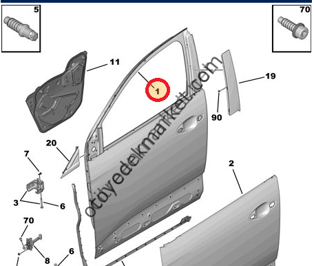 PEUGEOT 3008 (2016 -2019) SOL ÖN KAPI (ORJİNAL)