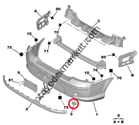 PEUGEOT 407 ARKA TAMPON ÇEKİ DEMİR KAPAĞI (İTHAL)