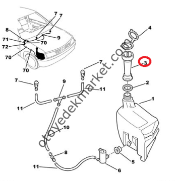 PEUGEOT 106 CAM SU FISKİYE DEPO BORUSU (ORJİNAL)