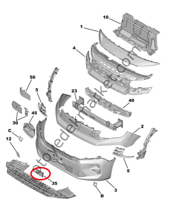 Peugeot Partner (2024-2025) Ön Tampon Kapağı (Orijinal)