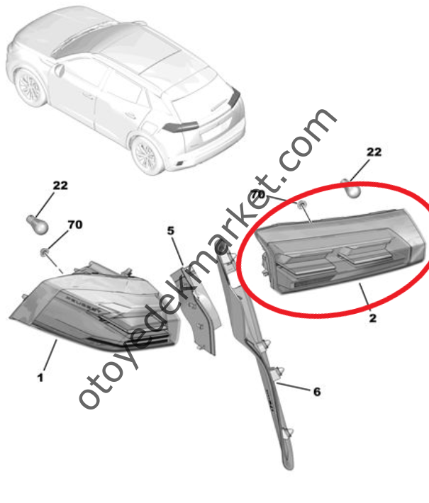 Peugeot 2008 (2023-2024) Sol Arka İç Stop Lambası (Orijinal)