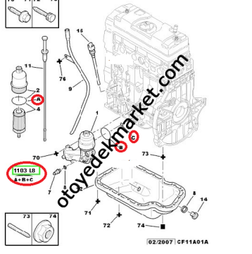 Peugeot 307 (2001-2008) 1.4 Benzinli ve 1.6 Benzinli Yağ Filtre ve Soğutucu Contaları (İthal)