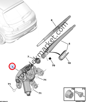 PEUGEOT 206 ARKA SİLECEK MOTORU