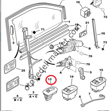 PEUGEOT 306 CAM AÇMA KUMANDA GRUBU SAĞ