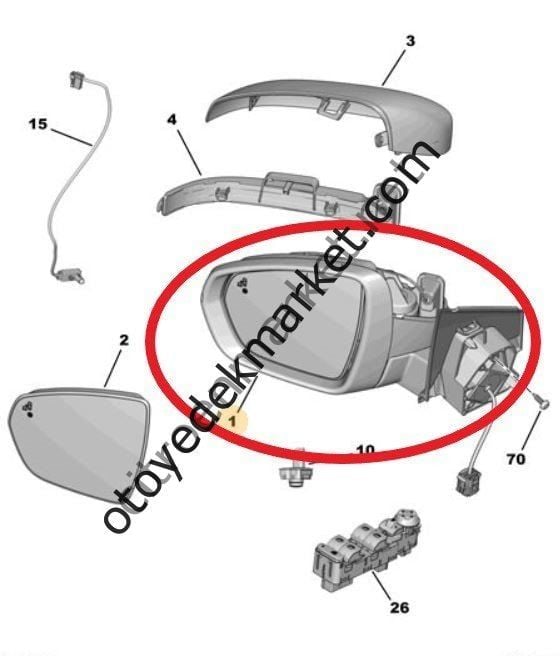 Peugeot 5008 (2017-2025) Sol Dikiz Aynası (Orijinal)